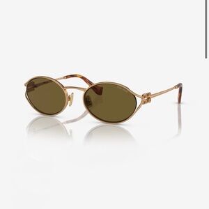 Miu Miu Gold and Brown Sunglasses